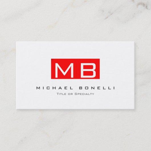 Monogramme blanc Carte de visite tendance (Devant)