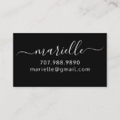 Monogramme blanc Chic sur carte d'appel noire (Dos)