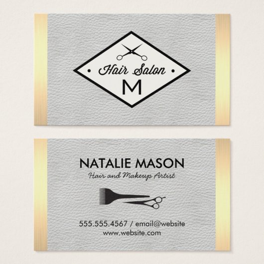 Monogramme Blanc Cuir Or Lux Trier (Devant & derrière)