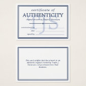 Monogramme blanc de la marine Certificat d'authent (Devant & derrière)