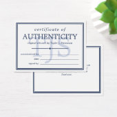 Monogramme blanc de la marine Certificat d'authent (Bureau)