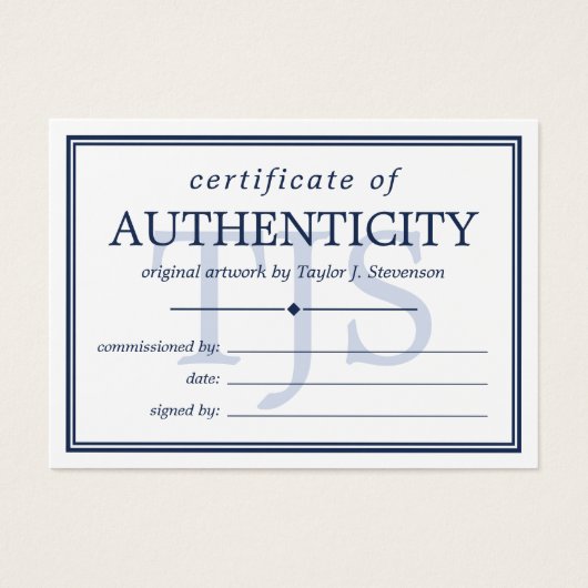 Monogramme blanc de la marine Certificat d'authent (Devant)