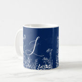 Monogramme blanc Fleur sauvage Doodles Café Mug (Devant gauche)