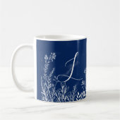 Monogramme blanc Fleur sauvage Doodles Café Mug (Gauche)