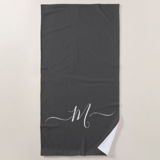 Monogramme blanc gris moderne Première serviette d