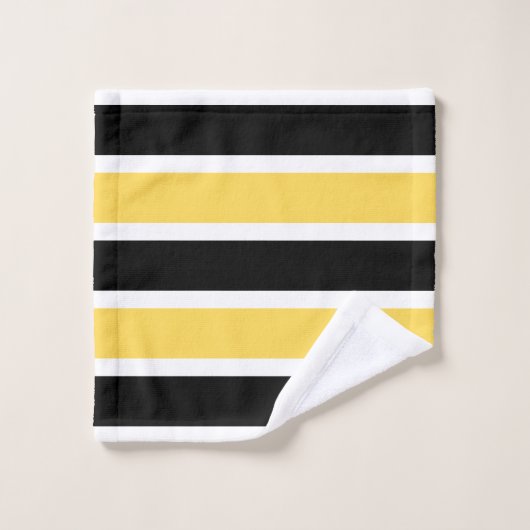 Monogramme blanc jaune noir Grillé moderne (Gant de toilette)