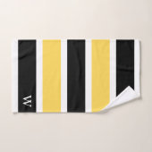 Monogramme blanc jaune noir Grillé moderne (Serviette à main)