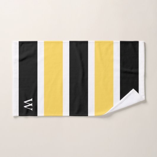 Monogramme blanc jaune noir Grillé moderne (Serviette à main)