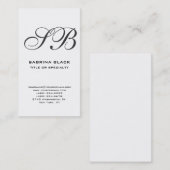 Monogramme Blanc Noir Consultant Carte de visite (Devant / Derrière)