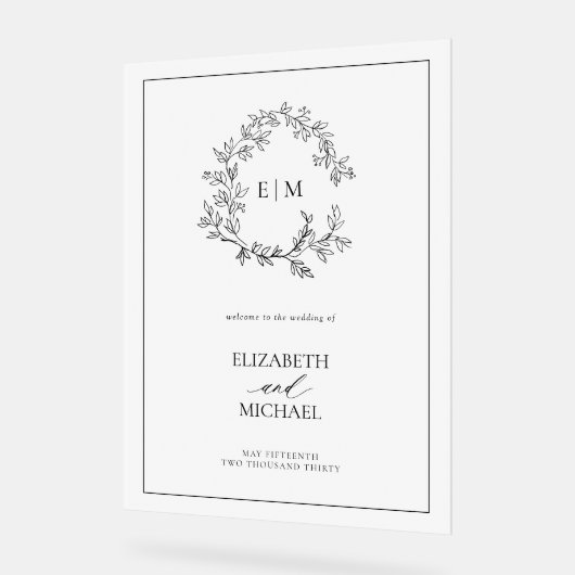 Monogramme blanc noir en poitrine Mariage de bienv (Angle)