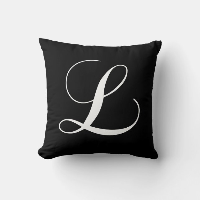Monogramme blanc noir L coussin décoré d'un (Recto)