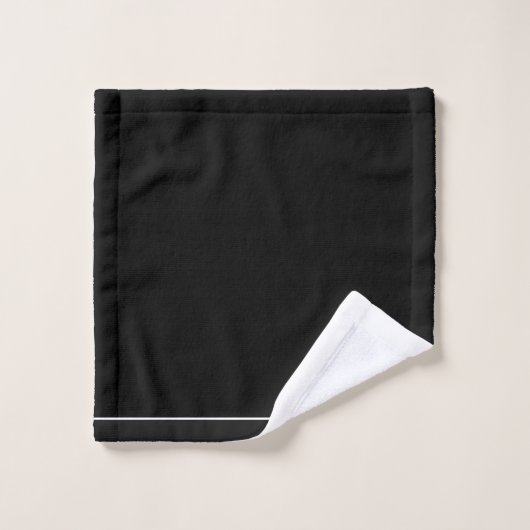 Monogramme blanc Nom initial noir (Gant de toilette)