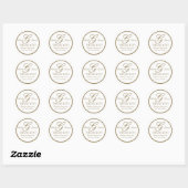 Monogramme Blanc Or G Mariage Faveur Stickers (Feuille)