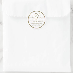 Monogramme Blanc Or G Mariage Faveur Stickers