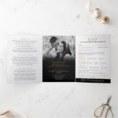 Monogramme blanc or noir repas mariage RSVP carte (Intérieur)