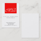 Monogramme blanc rouge bande Carte de visite uniqu (Devant / Derrière)