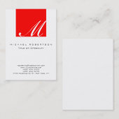 Monogramme Blanc Rouge Grille Grand Carte de visit (Devant / Derrière)