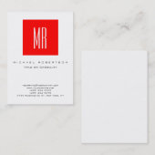Monogramme Blanc Rouge Grille Grand Carte de visit (Devant / Derrière)