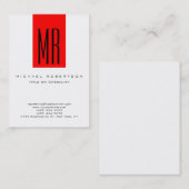 Monogramme Blanc Rouge Grille Grand Carte de visit (Devant / Derrière)