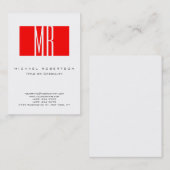 Monogramme Blanc Rouge Grille Grand Carte de visit (Devant / Derrière)