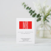 Monogramme Blanc Rouge Grille Grand Carte de visit (Debout devant)