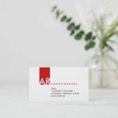 Monogramme Blanc Rouge pur Carte de visite (Debout devant)