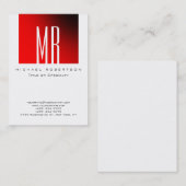 Monogramme blanc rouge strate Carte de visite Chub (Devant / Derrière)