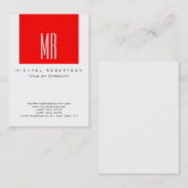 Monogramme blanc rouge strate Carte de visite Chub (Devant / Derrière)