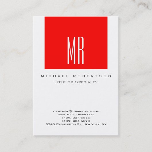 Monogramme blanc rouge strate Carte de visite Chub (Devant)