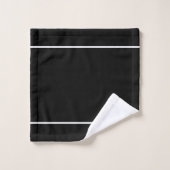 Monogramme blanc simple élégant sur fond noir (Gant de toilette)