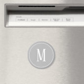 Monogramme blanc sur aimant rond gris (In Situ (Lave-vaisselle))