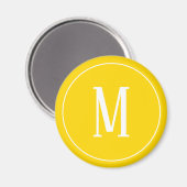Monogramme blanc sur aimant rond jaune or (Recto/Verso)