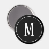 Monogramme blanc sur aimant rond noir (Recto/Verso)