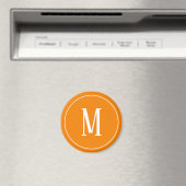 Monogramme blanc sur aimant rond orange (In Situ (Lave-vaisselle))