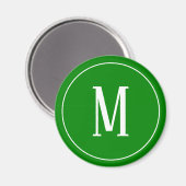 Monogramme blanc sur aimant rond vert (Recto/Verso)