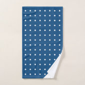 Monogramme blanc sur Motif Polka bleu (Serviette à main)