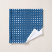 Monogramme blanc sur Motif Polka bleu (Gant de toilette)