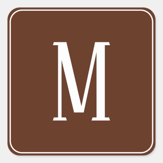 Monogramme blanc sur Sticker Carré Brown (Devant)
