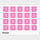 Monogramme blanc sur Sticker Carré rose (Feuille)