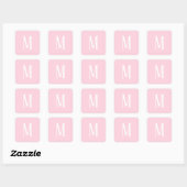 Monogramme blanc sur Sticker Carré rose clair (Feuille)