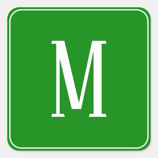 Monogramme blanc sur Sticker Carré vert (Devant)