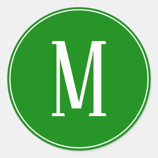 Monogramme blanc sur Sticker vert rond (Devant)