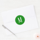 Monogramme blanc sur Sticker vert rond (Enveloppe)
