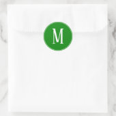 Monogramme blanc sur Sticker vert rond (Sac)
