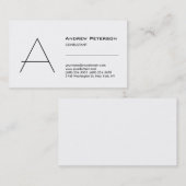 Monogramme blanc tendance Carte de visite standard (Devant / Derrière)