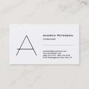 Monogramme blanc tendance Carte de visite standard