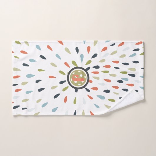 Monogramme Blanc Vert Bleu Orange Boule de chiche (Serviette à main)