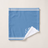 Monogramme Bleu Aquarelle Crabe Côtière Nautique (Gant de toilette)