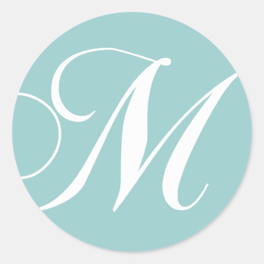 Monogramme bleu blanc M Mariage Favoriser Sticker (Devant)