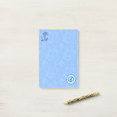 Monogramme bleu céleste (A-Z) Post-it Notes (Sur un bureau)